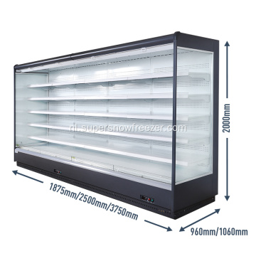 Commerciële supermarkt open koeler onder teller koelkast